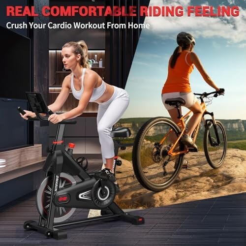 DMASUN Exercise Bike Professional with Large Tablet Holder & Comfortable .