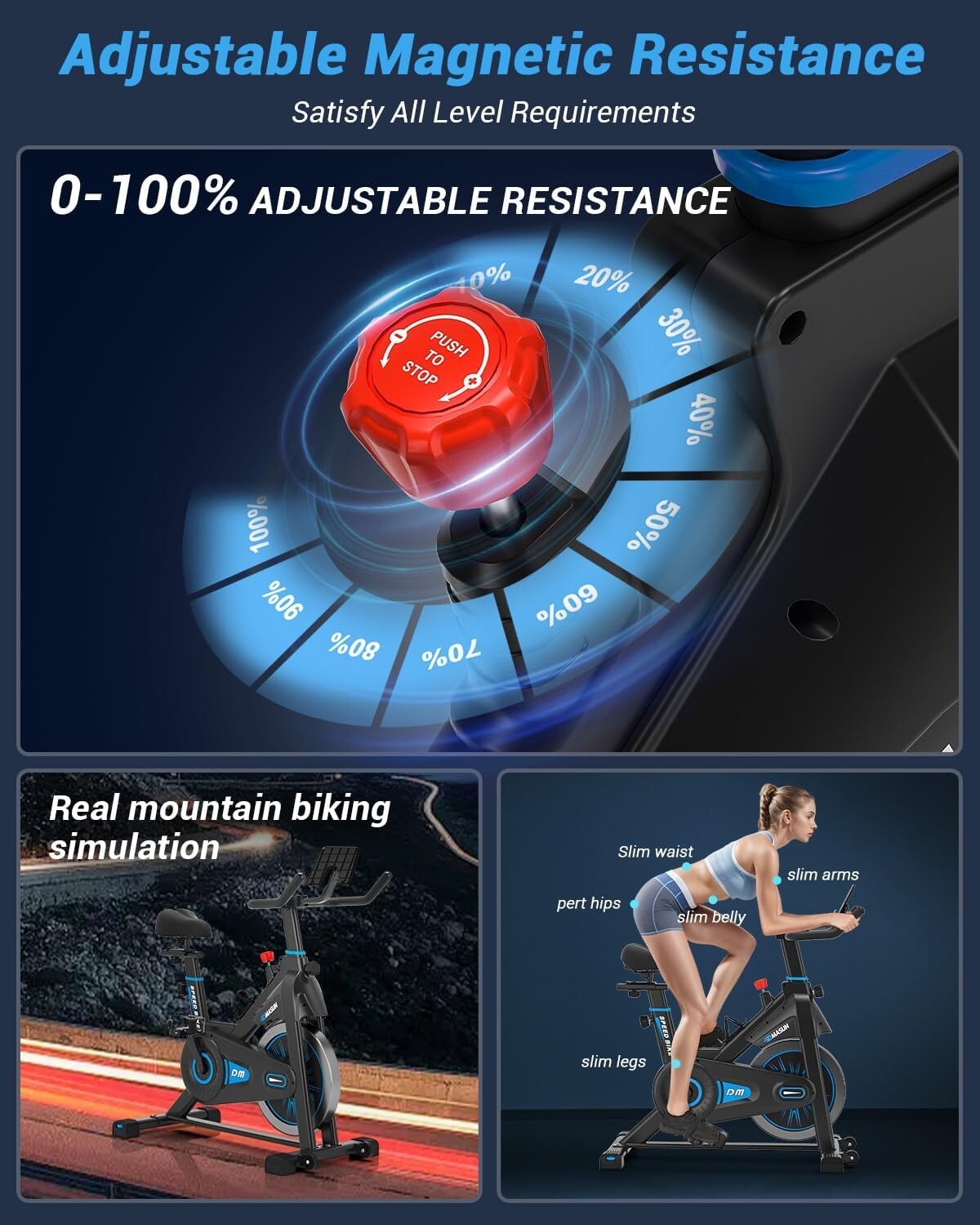 DMASUN Exercise Bike Professional with Large Tablet Holder & Comfortable Seat,