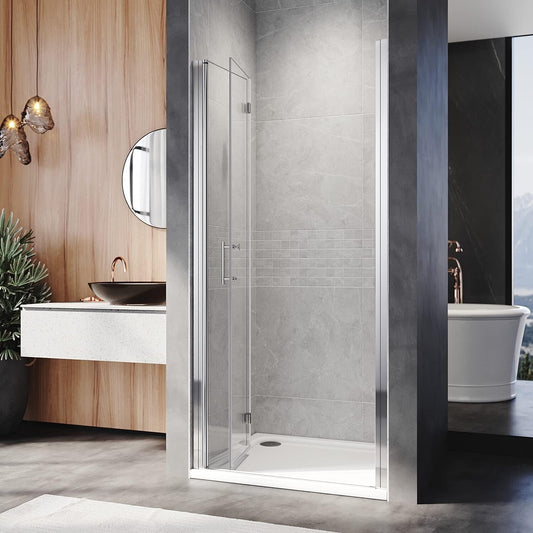 ELEGANT 700mm Bifold Shower Door Glass Shower Enclosure Reversible Folding uk
