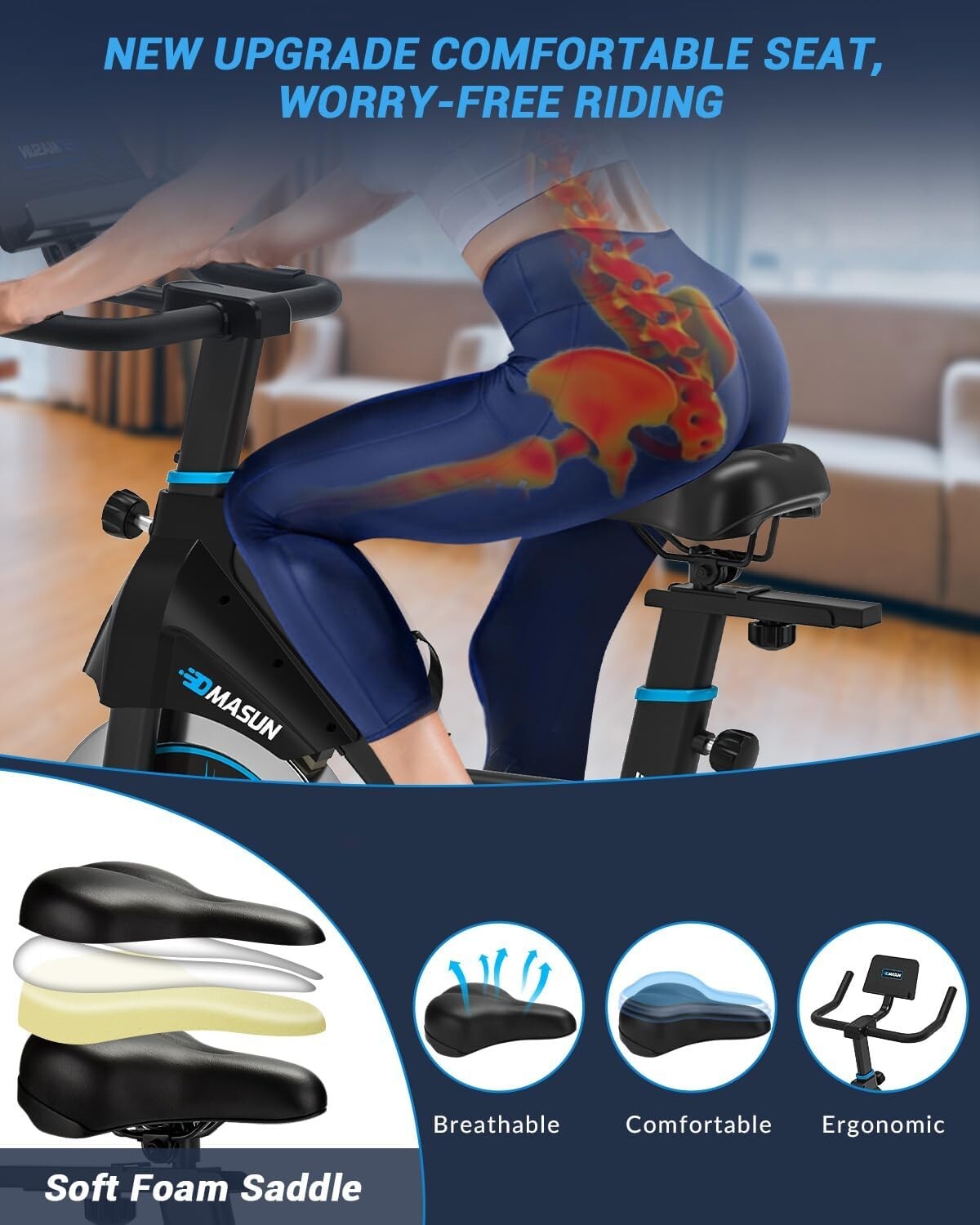 DMASUN Exercise Bike Professional with Large Tablet Holder & Comfortable Seat,