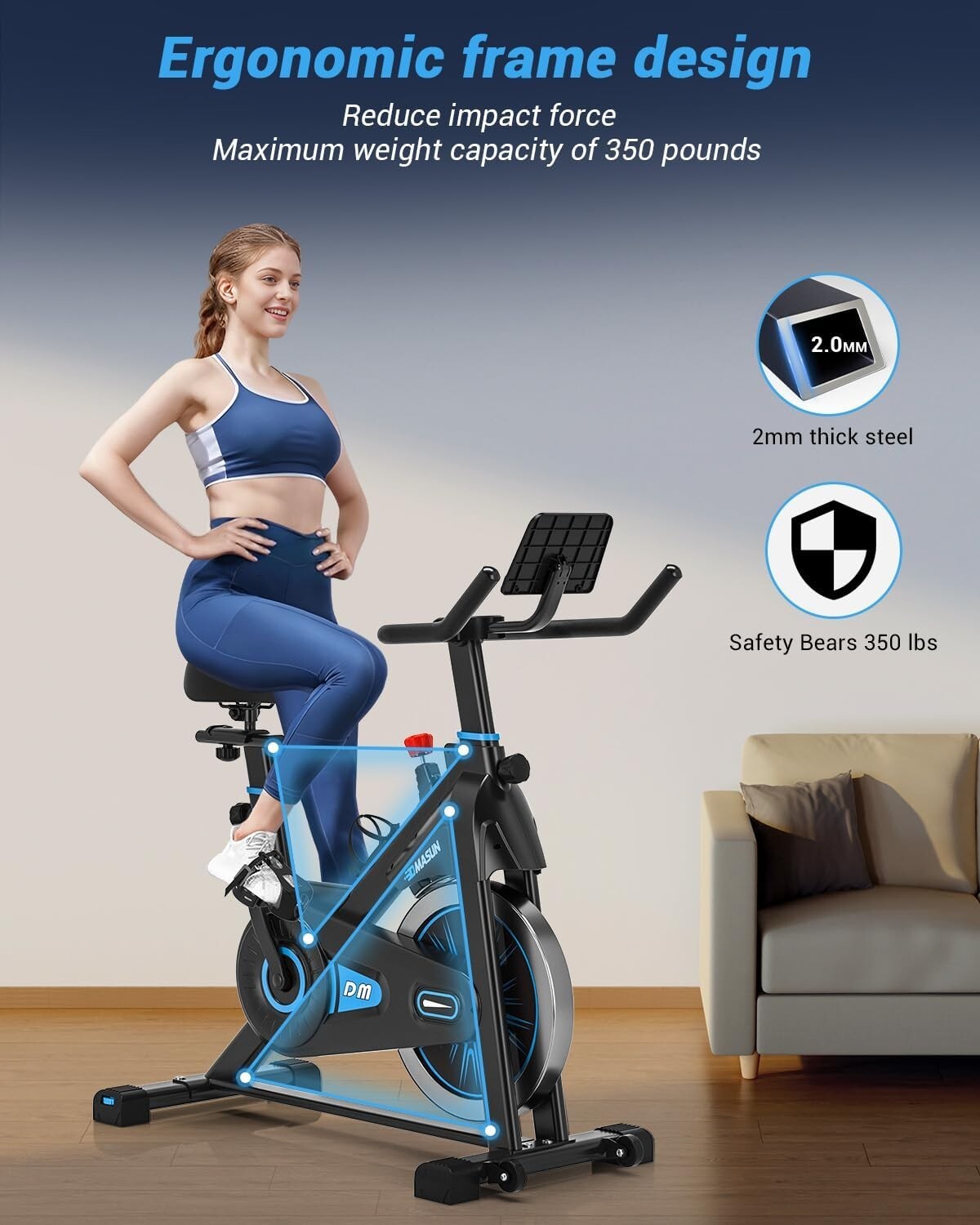 DMASUN Exercise Bike Professional with Large Tablet Holder & Comfortable Seat,